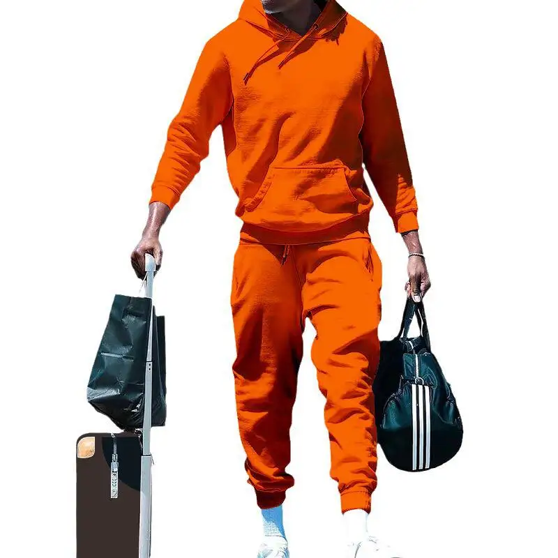 

Men's Fleece Lined Hoodie And Pants Set Casual Loose Fit Two Piece Suit Autumn Winter Long Sleeve Long Pants Comfortable Spor...