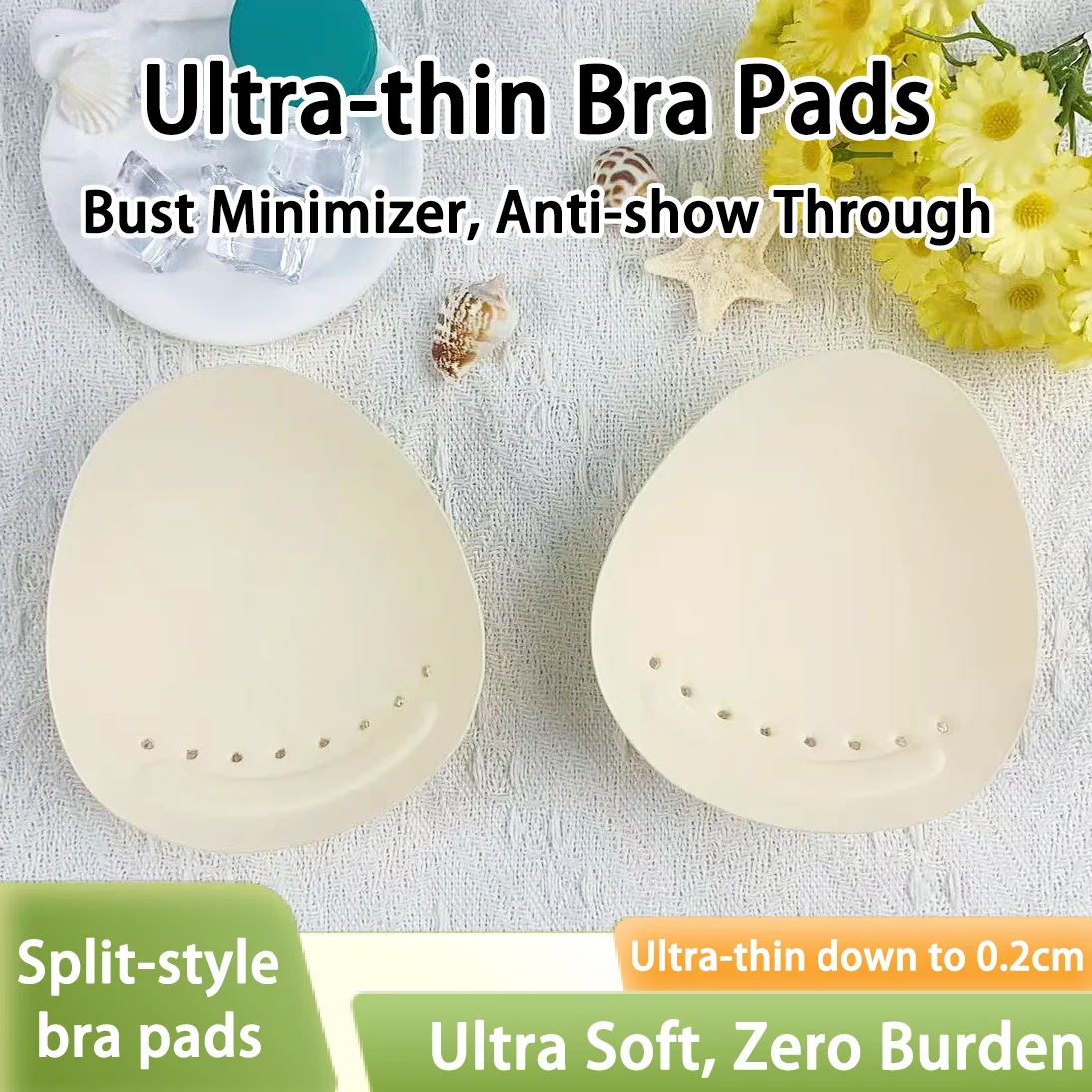 Latex-Feel Breast Pads, Ultra-Thin Inserts for Large Busts, Slimming Effect, Beautiful Back, Bra Pads, Replacement Swimwear Inserts