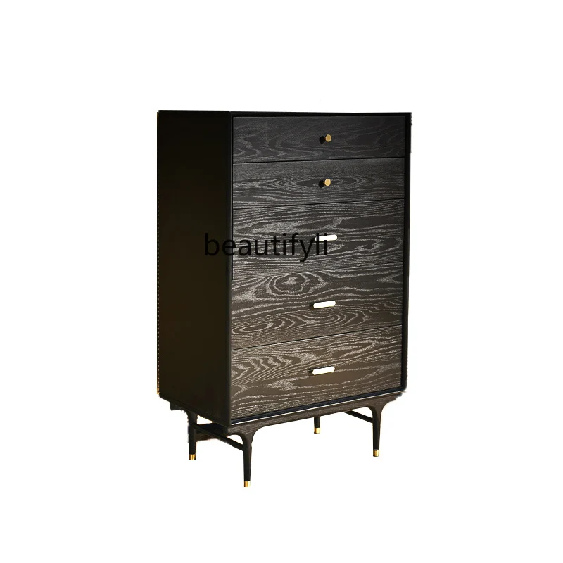 Nordic Chest of Drawers Storage Mid-Ancient Retro Industrial Style Smoky Color Storage Cabinet