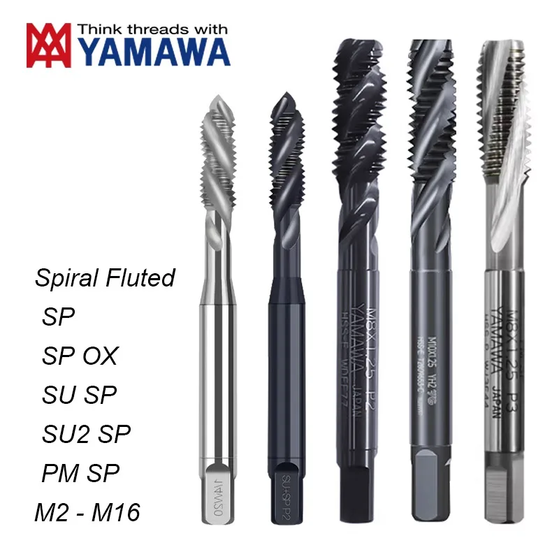 Japanese YAMAWA HSS Spiral Fluted Tap black stainless steel/steel cobalt containing tap M2-M16 HSS-PM tap
