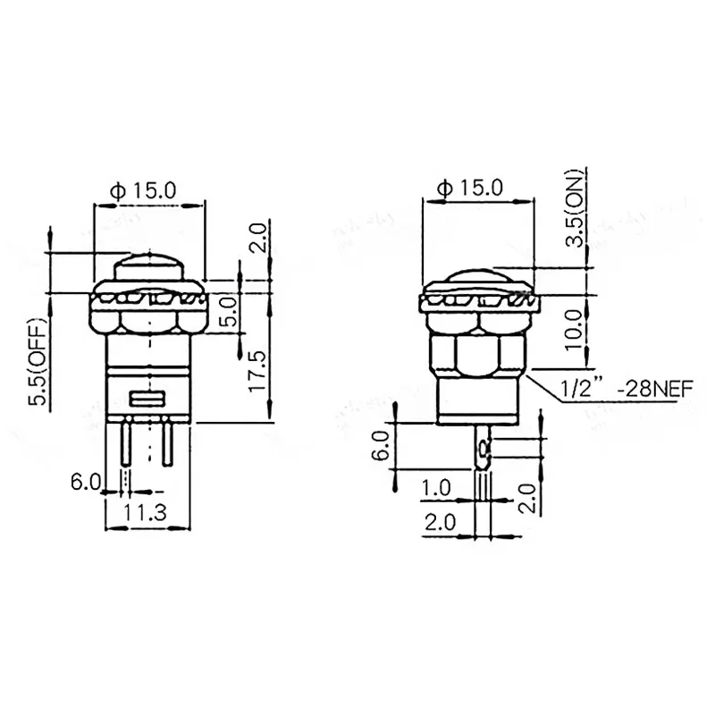 5/20/100PCS 12MM Self-Locking Round Button Switch With Cable Non-Locking 20CM DS-428/427/425 Self-Resetting Push Button Switch