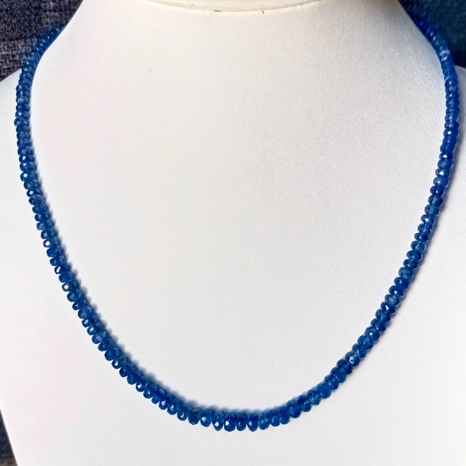 130 Cts. Natural Burma Blue Sapphire Faceted Beads Necklace Size19