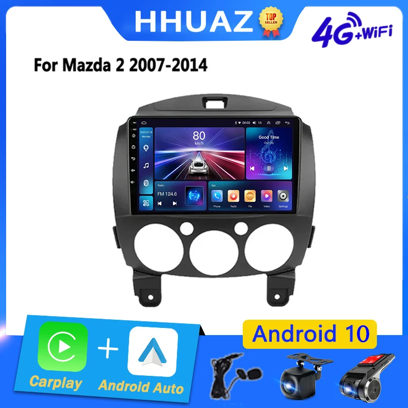 for Mazda2 2007-2014 Car stereo Radio Multimedia Video Player Navigation GPS Head Unit Carplay 2din Android 12 Car Radio