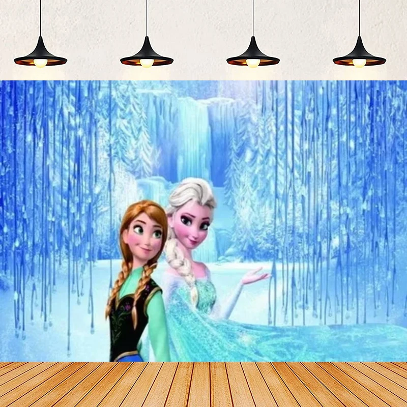 

Зимний фон для фотосъемки для девочек, декор для комнаты на день рождения, хрустальный кулон, лед и белоснежка, мир, фон Эльзы и Анны