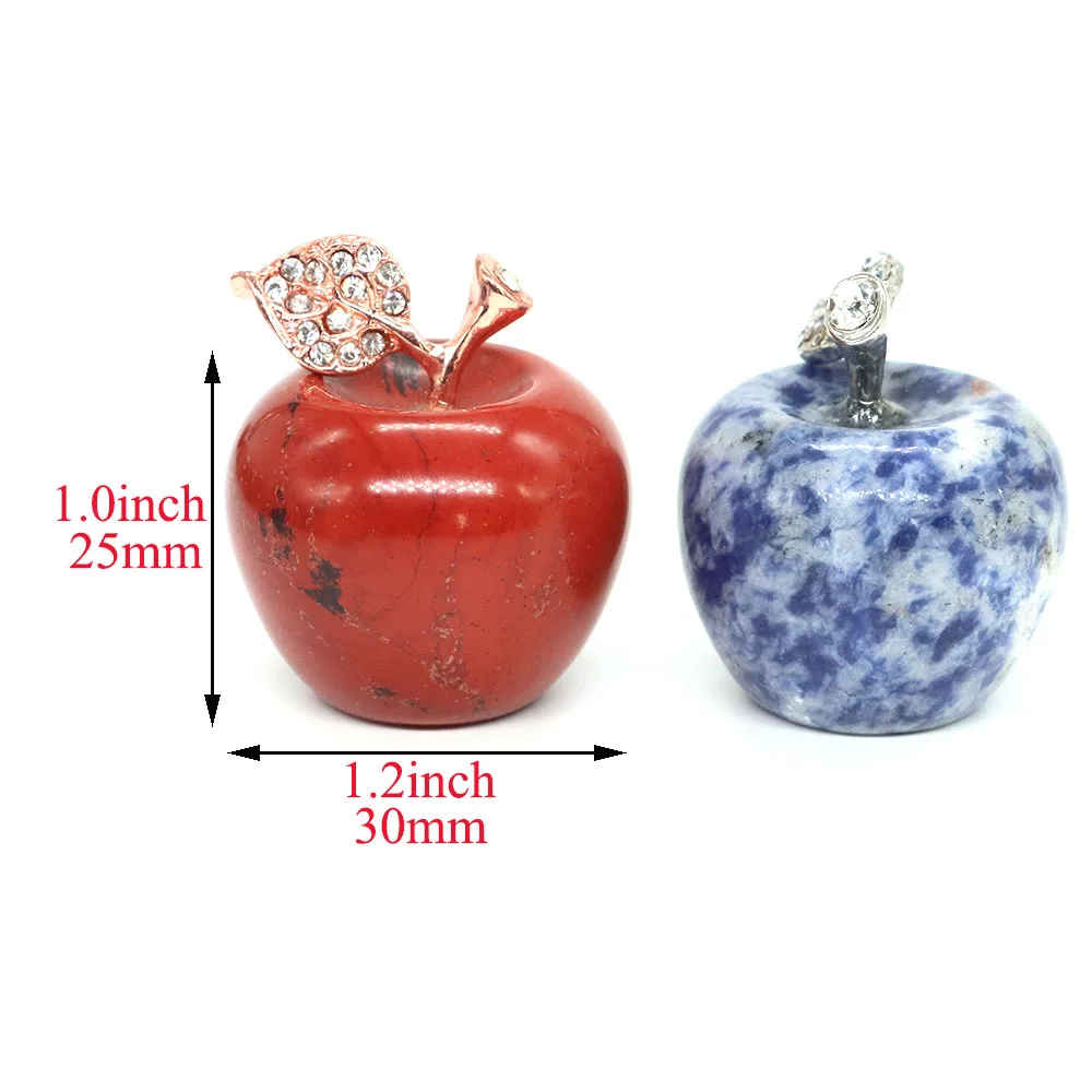 Natural Stones Apple Statue Healing Crystal Reiki Gemstone Fruits Figurine Energy Mineral Crafts Home Decoration Christmas Gifts