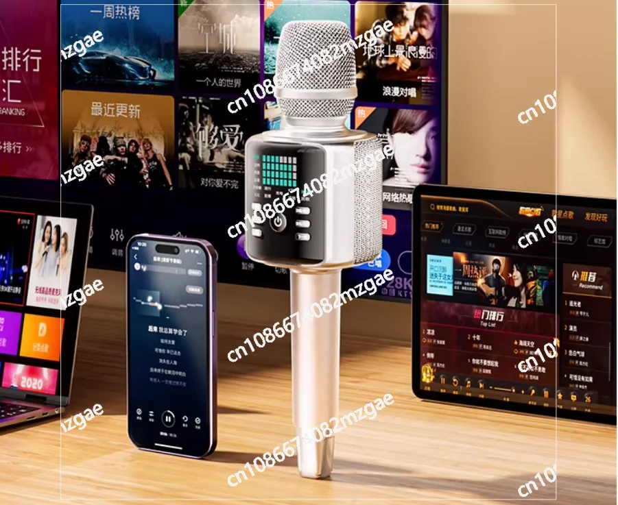 Portable H9 Wireless Karaoke Mic Speaker All-in-One Singing System with Sound Card for Home KTV and Travel Use