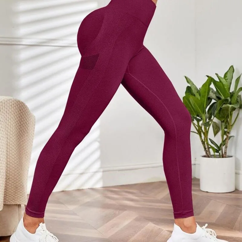 النساء سلس عالية الخصر اليوغا السراويل فتاة الرياضة رفع طماق الجوارب اللياقة البدنية تجريب Leggins مطاطا محبوك سراويل رياضية