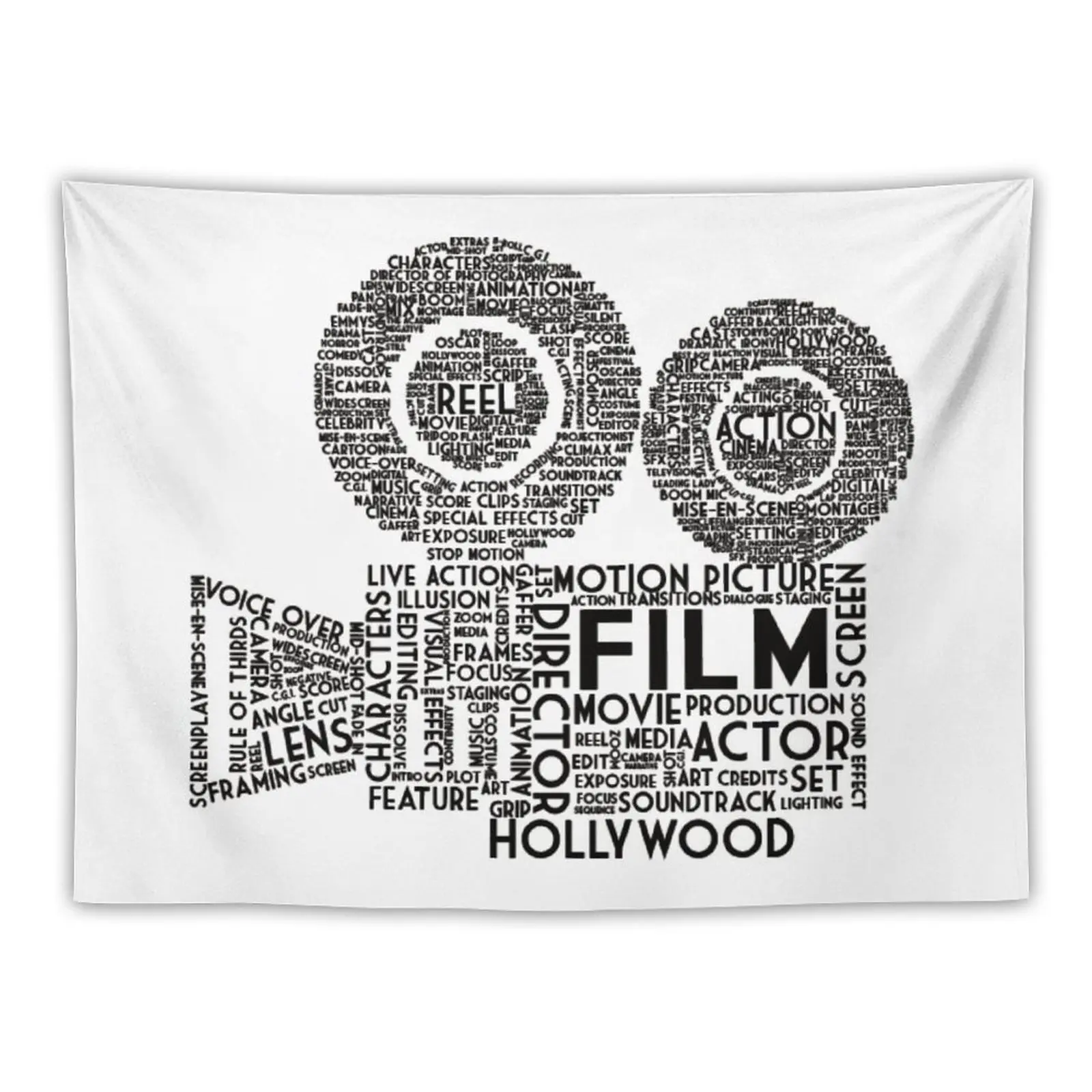 

New Film Camera Typography - Black Tapestry Decoration Aesthetic Cute Tapestry Bedroom