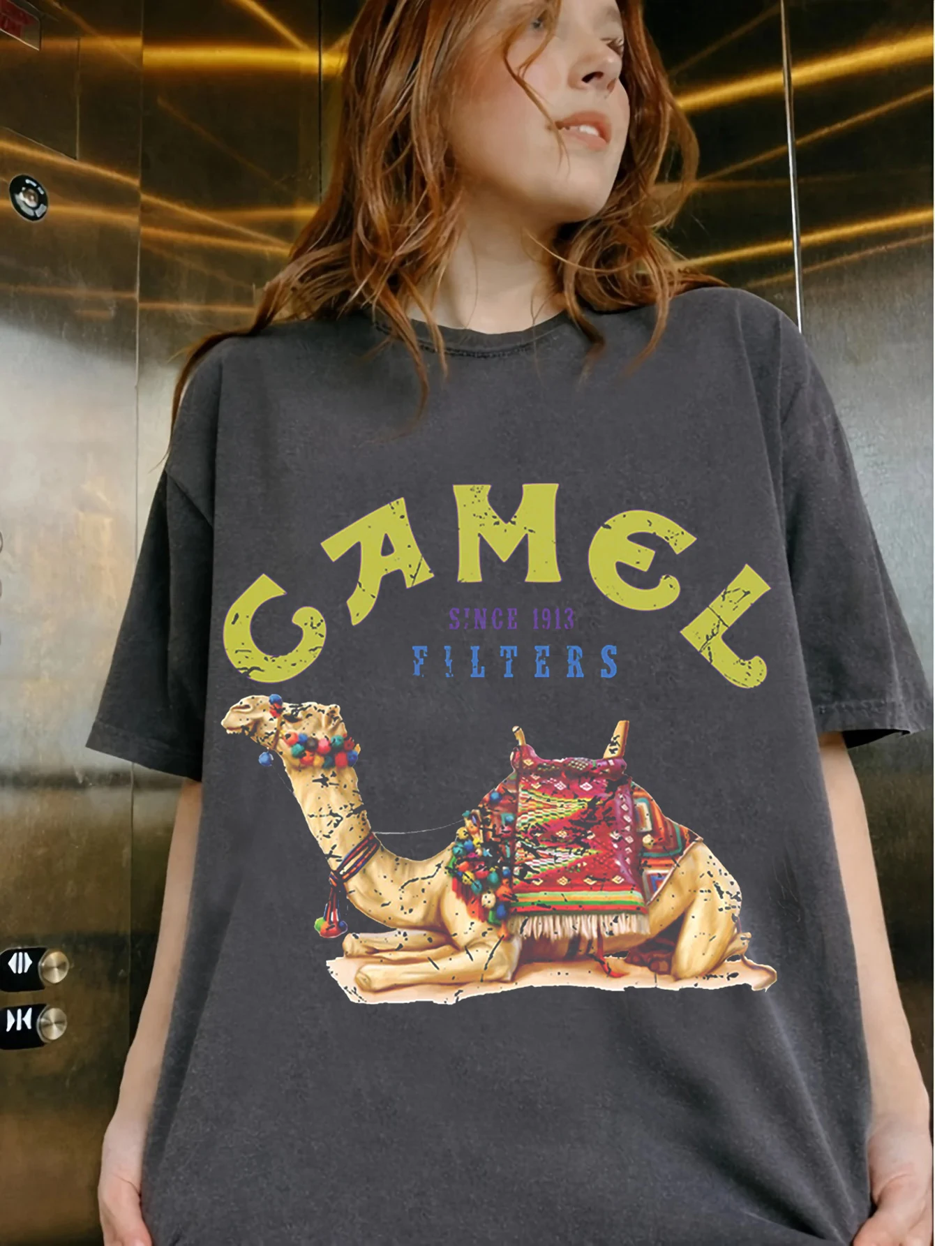 Vintage No Prob Llama Classic Print Cotton T-Shirt Vintage Cotton Short Sleeve Casual Streetwear Men Women Clothing Harajuku Top
