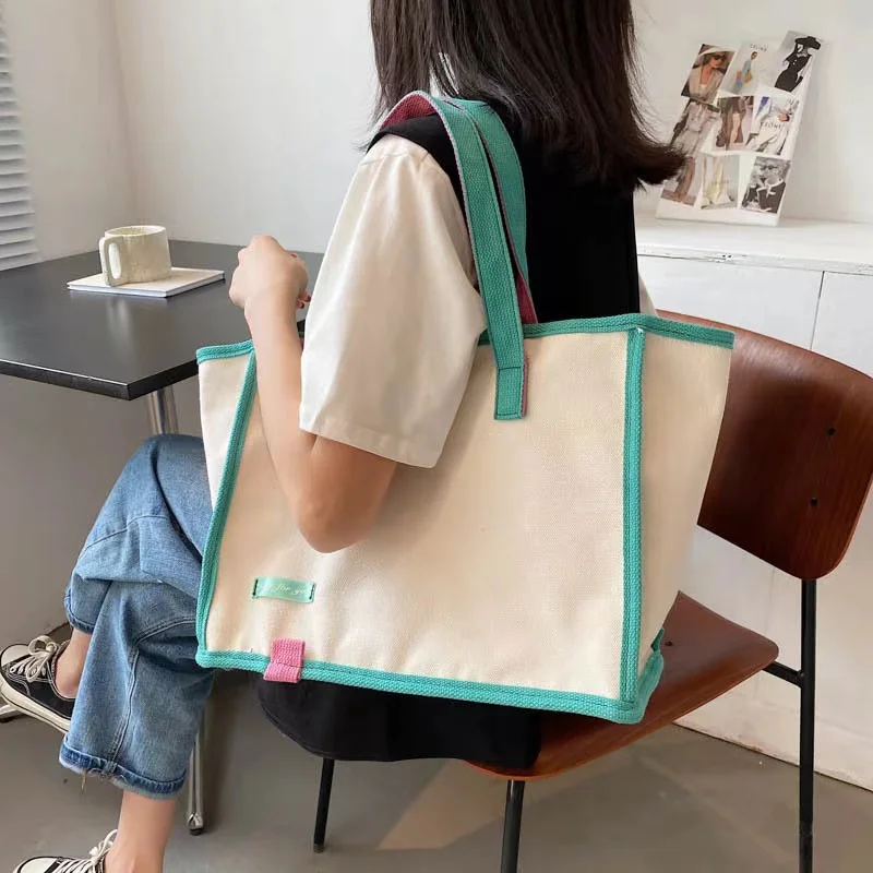 Canvas Bag Large Capacity Women\'s Summer 2024 Fashion Handbag Shopping Bag Single Shoulder Tote Bag