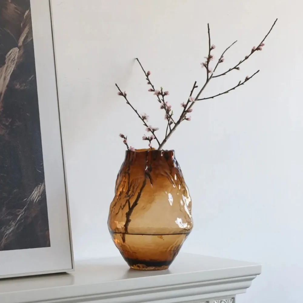 

Irregular big belly glass vase soft hotel living room desktop handicraft flower arrangement