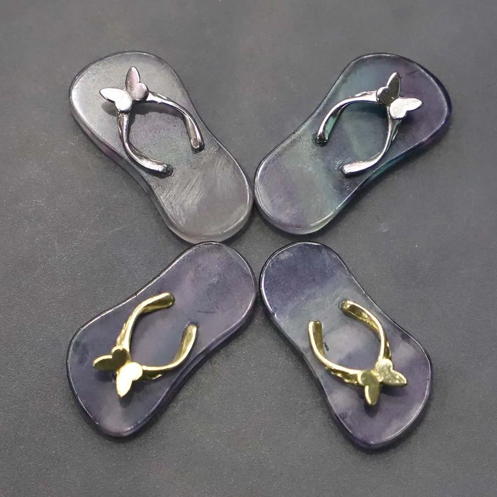 New High Quality Natural Stone Slippers Fluorite Pendants Charms for Women Necklace Jewelry Making 3PCS Wholesale Free Shipping