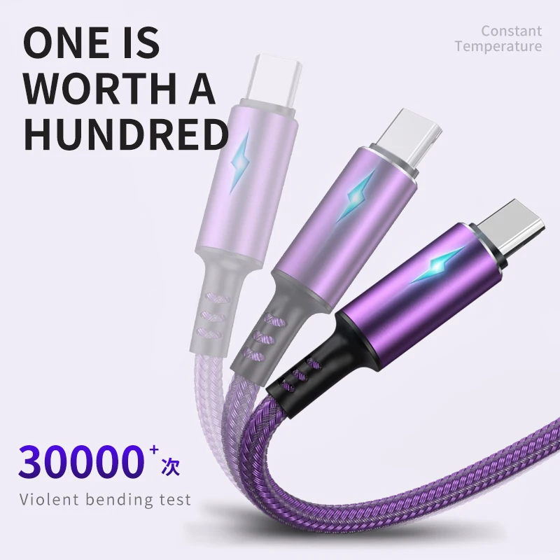 3A Fast Charging USB Micro Cable Data Cable Charger Cord for Samsung Xiaomi Phone Accessories LED Indicator Usb Cable