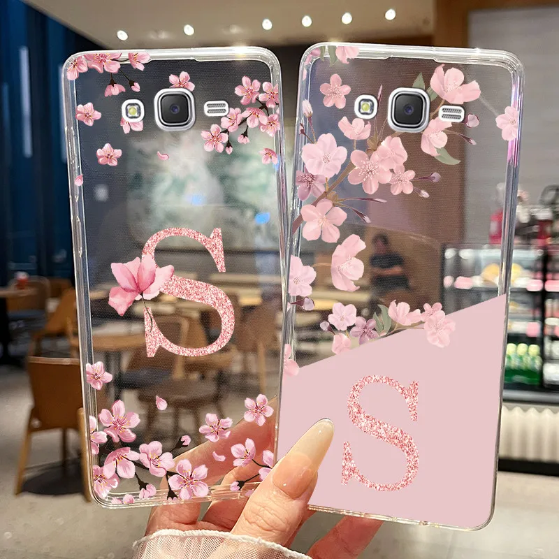 Capa de silicone transparente para samsung j5 2015, capa com letras e flores bonitas para samsung galaxy j5 2015 j500