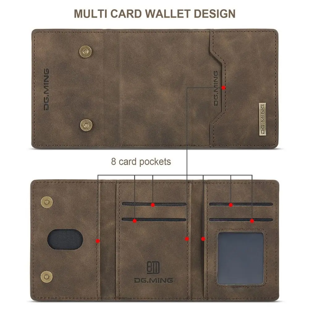 Vintage Detachable Magnetic Card Holder Foldable PU Leather Wallet Stand Durable 8 Card Slots Wallet Case