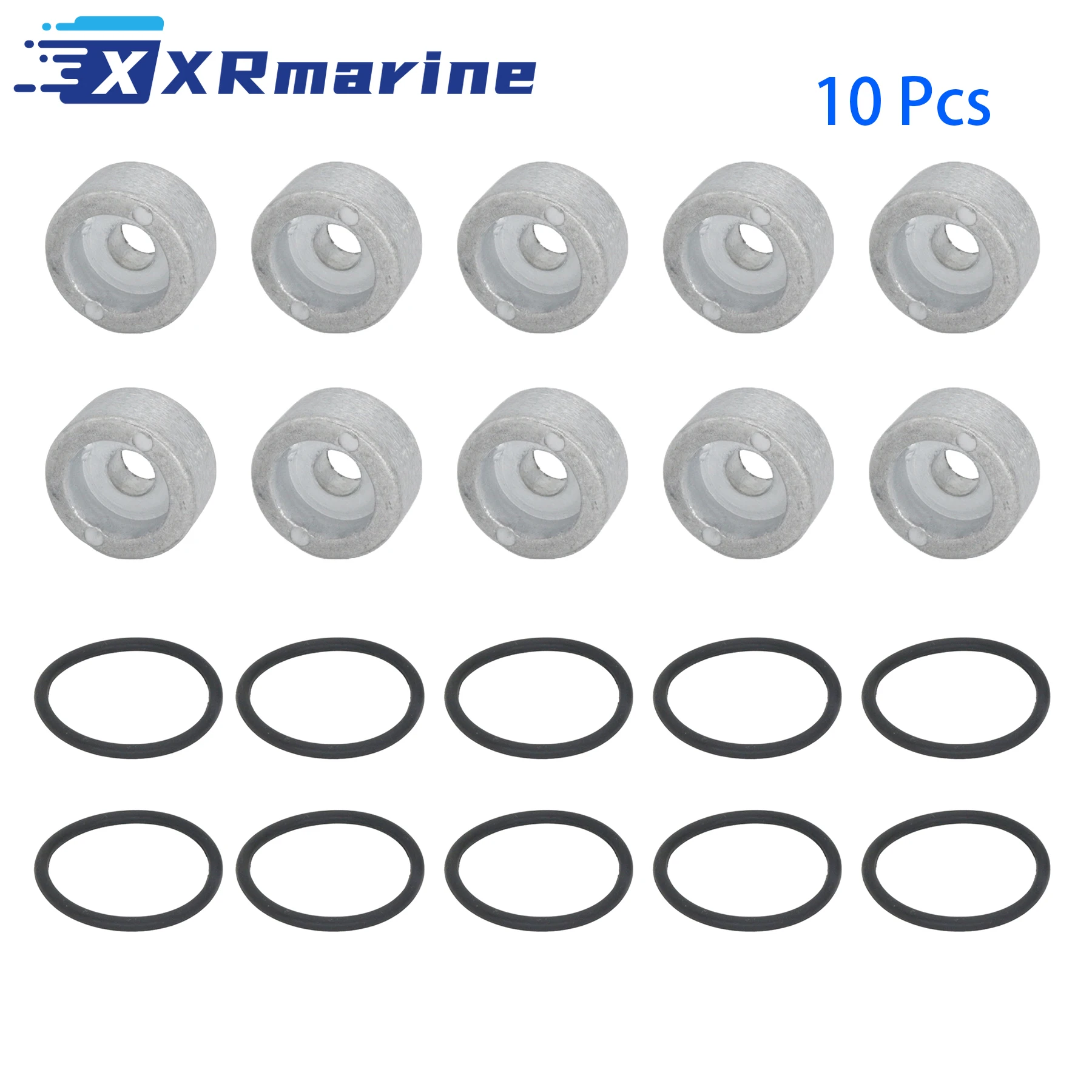 10 Pcs 55321-87J00 Zinc Anode with O-Ring 09280-22019 for Suzuki Marine 4 Stroke 6-300 HP Outboard Motor Replaces 55321-87J01