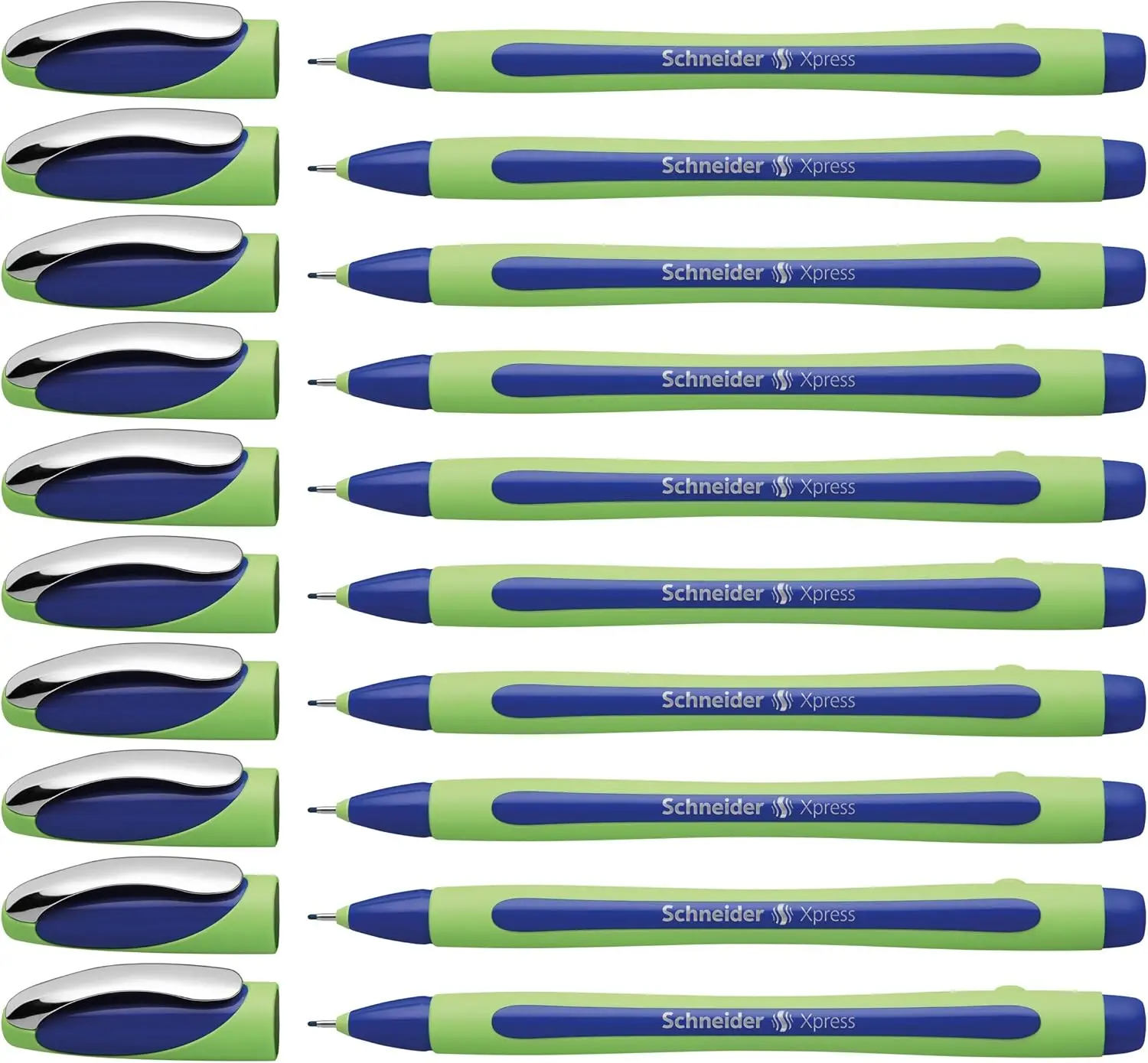 

Premium Fineliner Pens, 0.8 mm Porous Point, Blue Ink, 10-Pack, Light Green Barrel