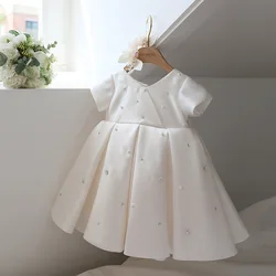 Flower Girl White Short Dresses for Weddings Christening Gowns Birthday Party Luxury Kids Formal Pageant Prom Dress Children Eid