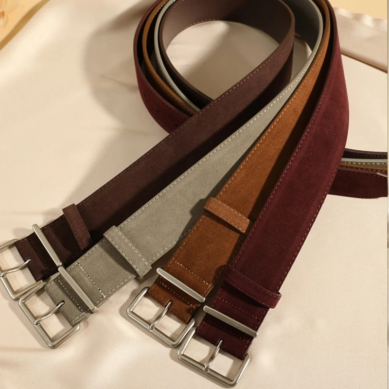 Женский эластичный широкий ремень из натуральной кожи и замши, поясные ремни для платьев-туников и пальто