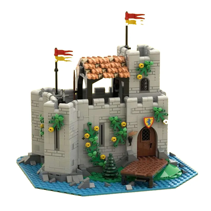 

Medieval Lion Knight’s Outpost Fortress MOC Building Blocks Set, 1233 Pieces, A Challenging and Creative Holiday Gift for Archit