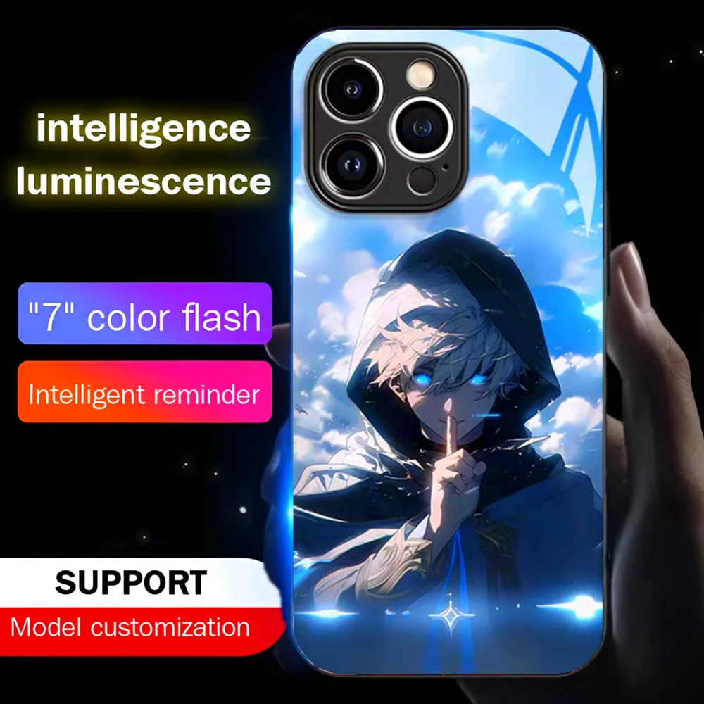 

Luxury Voice Control Flash Glow Phone Case LED Phone Cover Shell For iPhone 16 E 15 14 13 12 11 Pro Max X XR Plus