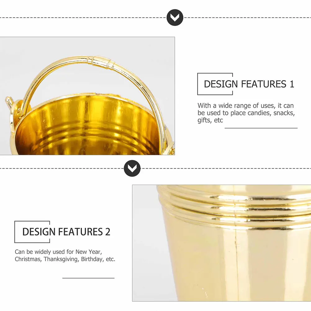 

12 Pcs Candy Box Small Buckets for Wedding Snacks Mini Plastic Handle Gifts Classic Design Bright Color Decorative Storage Tin