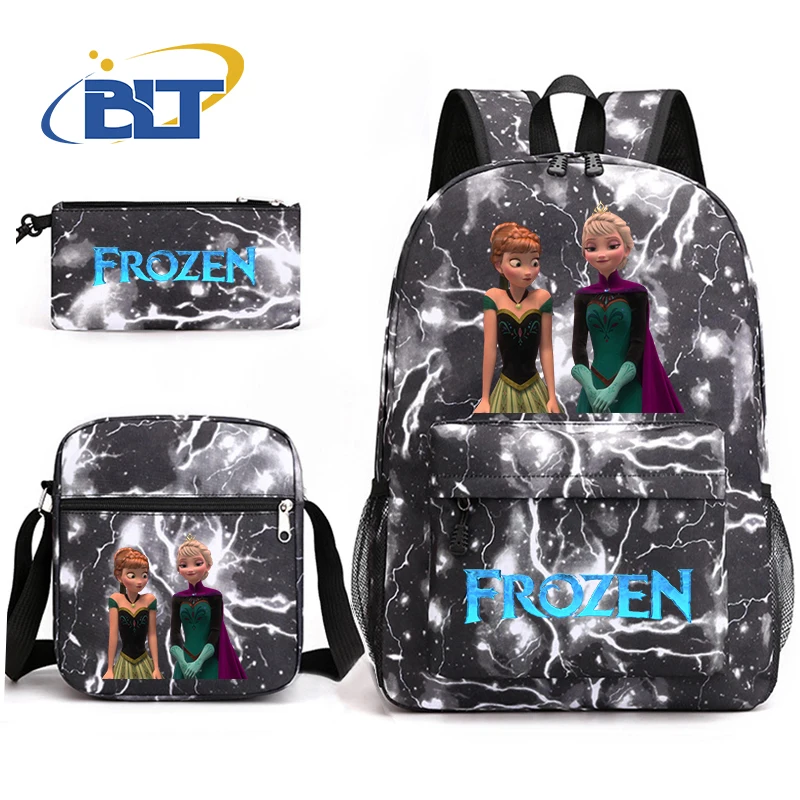 MINISO Frozen printed student school bag set children's shoulder bag pencil bag backpack three-piece set