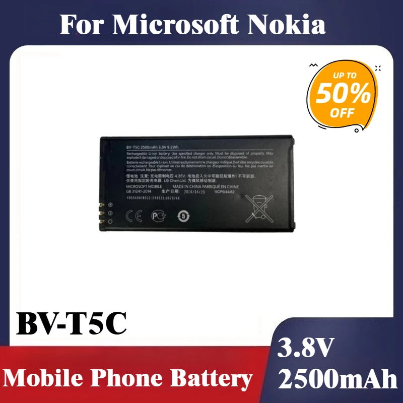 

3.8V 2500mAh BV-T5C Mobile Phone Battery For Microsoft Nokia Lumia 640 RM-1072 RM-1073 RM-1077 RM-1109 RM-1113 New High Quality