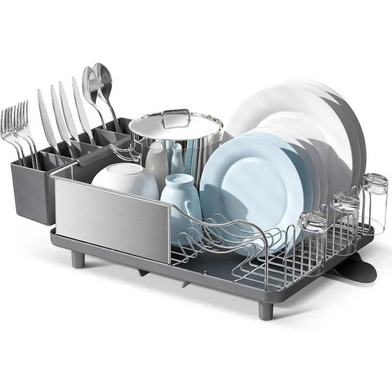 Dish Rack, 304 Stainless Steel Dish Drying Rack for Kitchen Counter, Dish Drainer with Cutlery