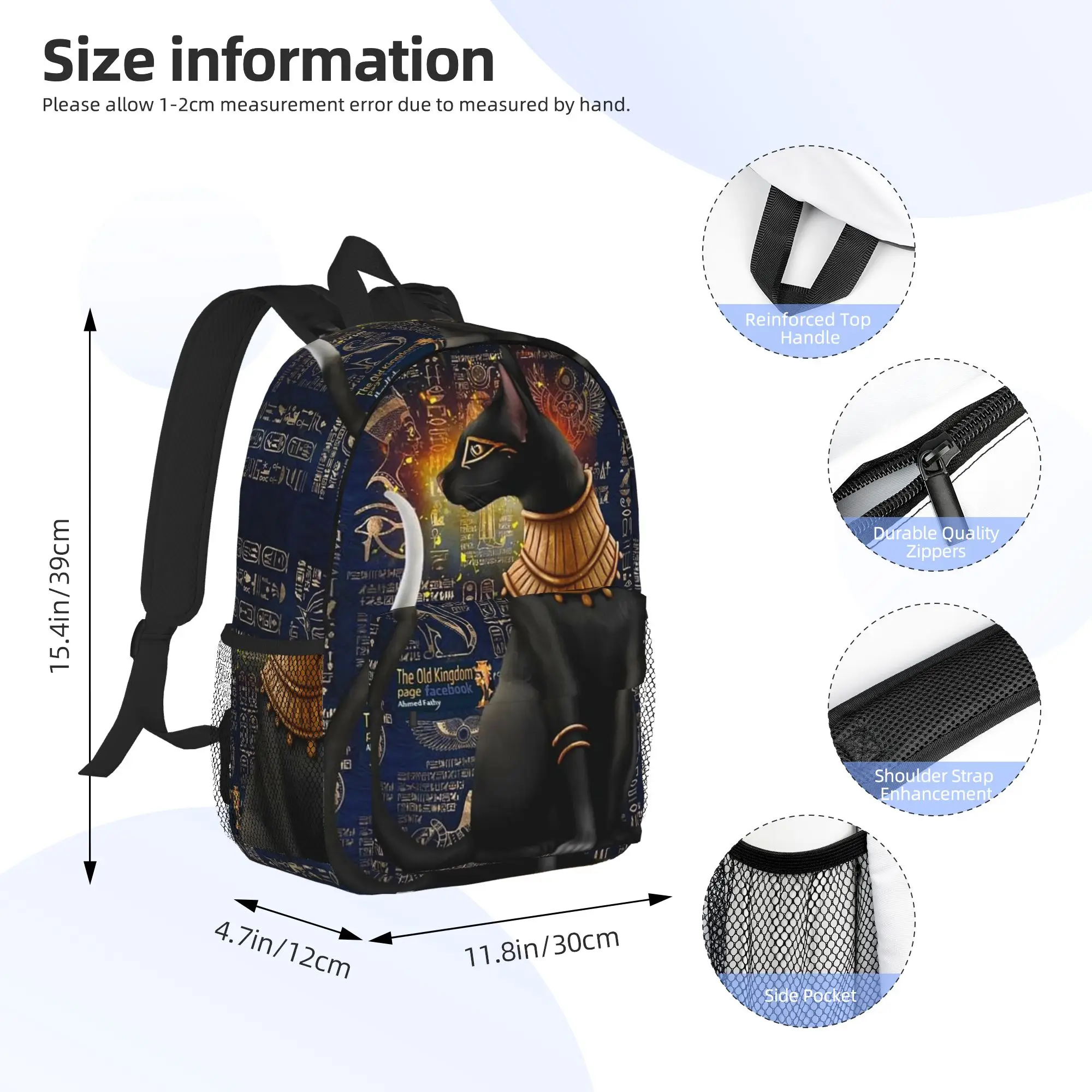 Egyptian Cat Goddess Bastet Backpack Hot Sale Daypack Large Capacity Boys Girls BookBag Shoulder Bags for Men Women School Bag