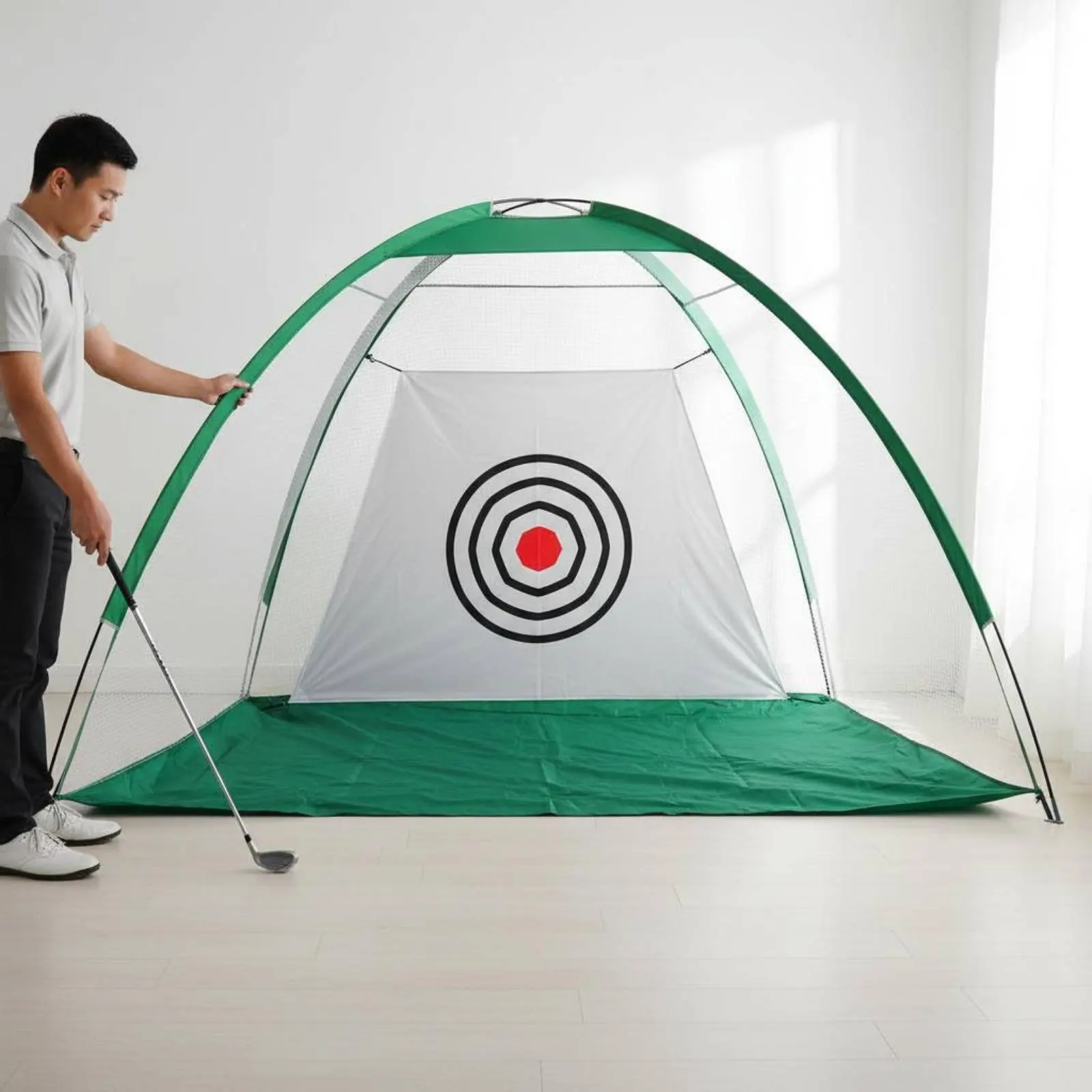 Golf Practice Enclosure Portable Indoor Golf Net Sports Training Gear Simulator Ready High Density Polyester for Backyard