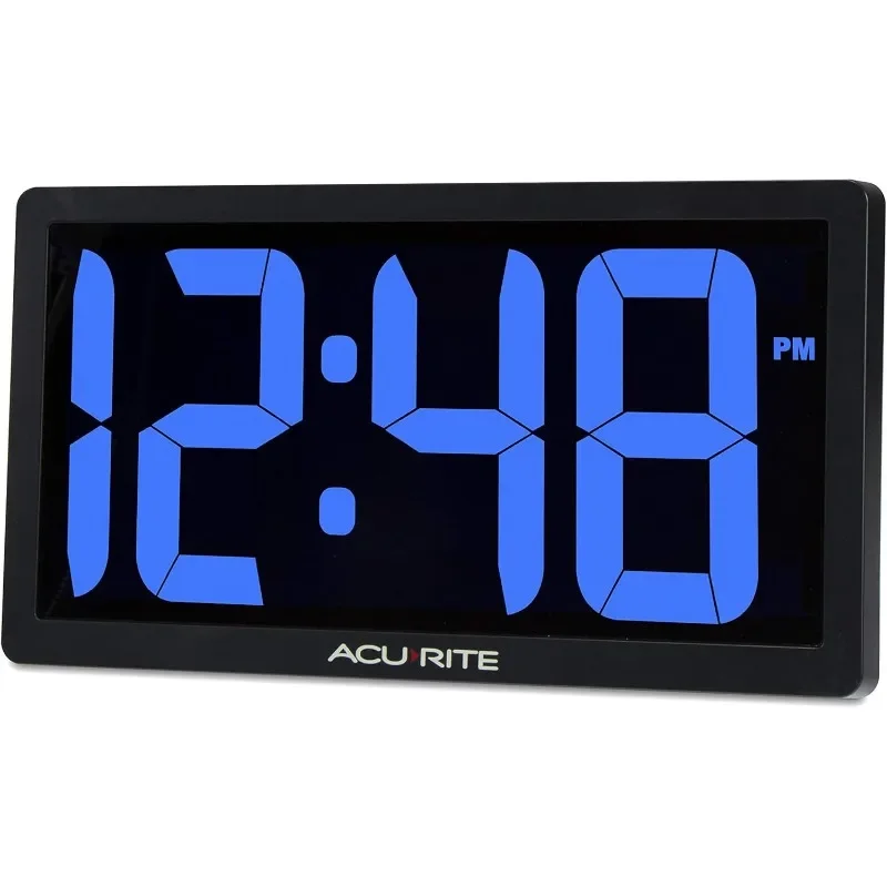 AcuRite 75111M 10-inch LED Digital Clock with Auto Dimming Brightness Blue