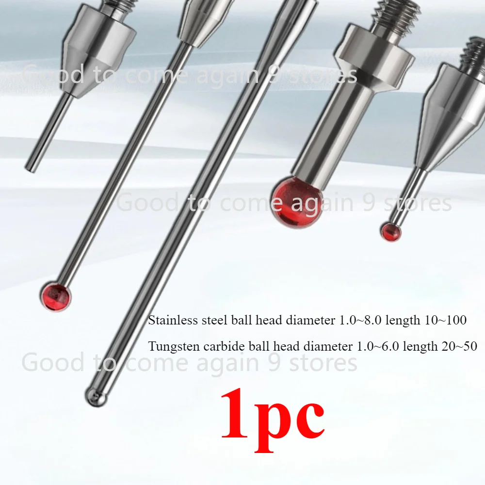 1pc For Renishaw Ruby Probe Three Coordinate M4 Steel Ball head 1.0-5.0 Probe Machine Tool Test Needle Flat Measuring Needle