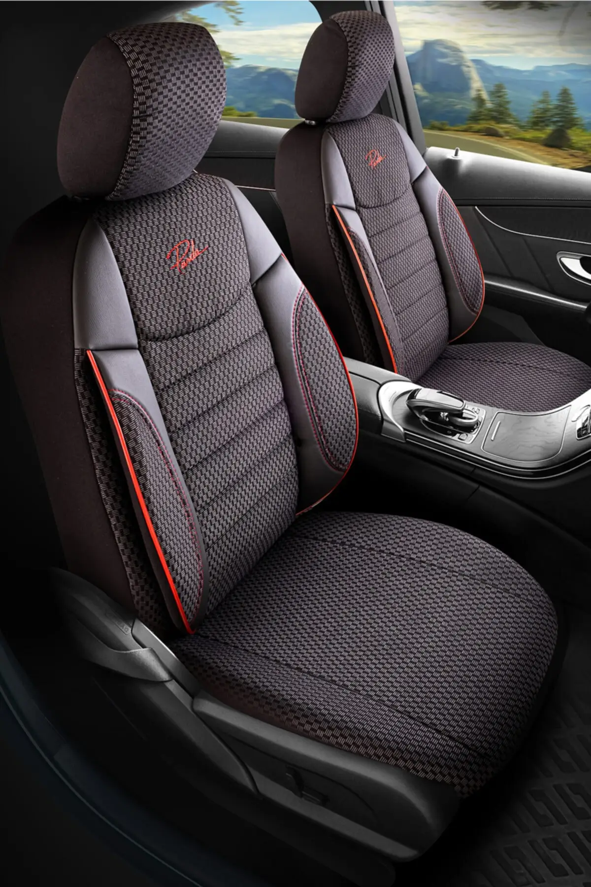 Auto Interior Accessories Red Detailed Gray Black Elegant High Quality Orthopedic Car Seat Cover