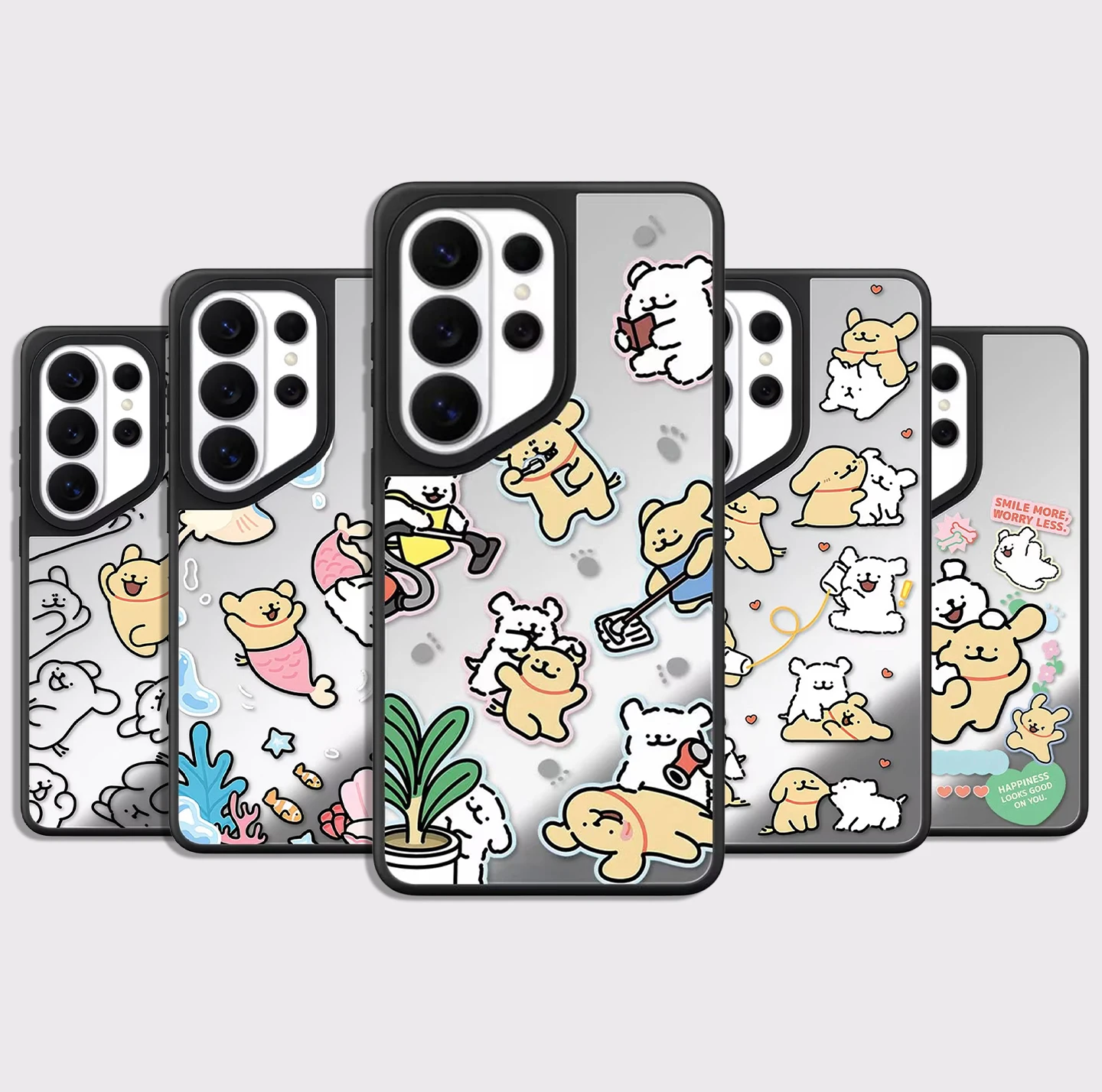 Cartoon Dogs Cleaning Mirror Surface Magnetic Phone Cover for Samsung Galaxy S23 S24 S25 S26 Ultra S26+ Plus Case