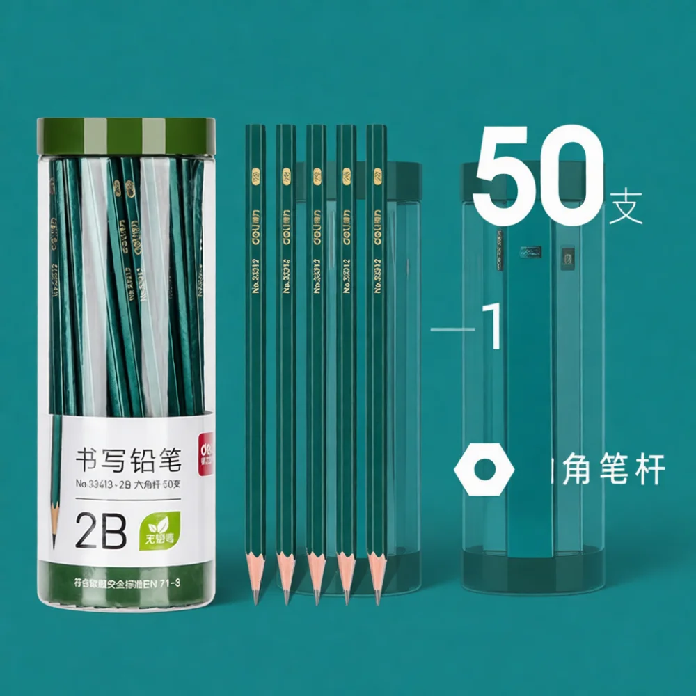 Premium Wood Graphite Pencils Deli Hexagonal Design Fluent Writing Exam Art Sketch Student Office Stationery Essentials