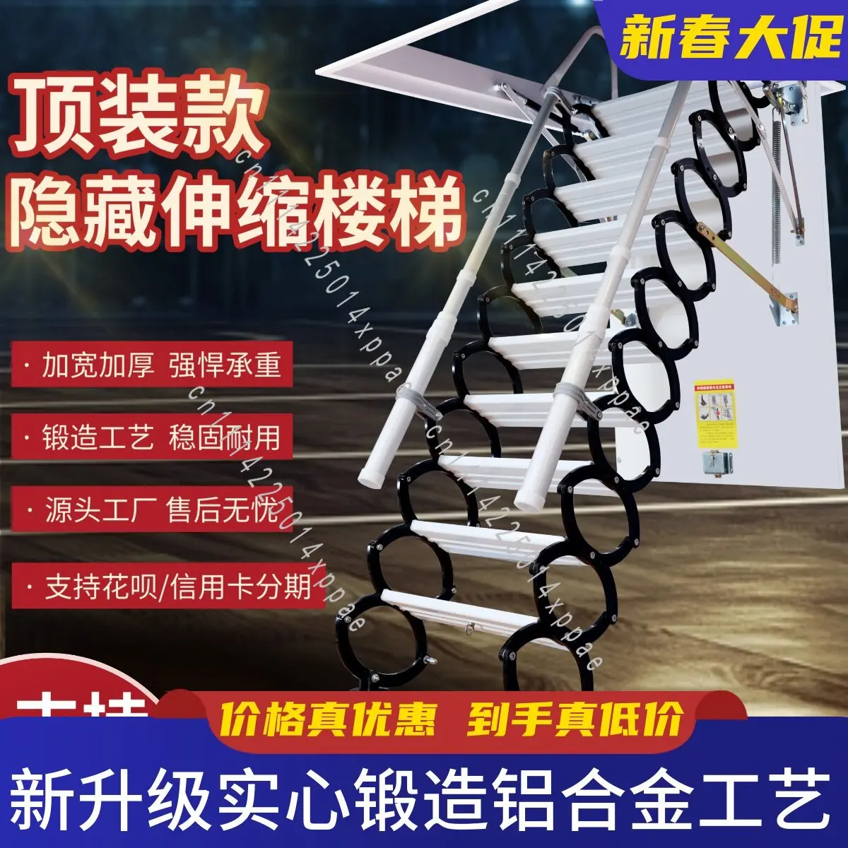Attic Telescopic Staircase Household Duplex Manual Hydraulic Indoor Invisible Lifting Folding Ladder Extension