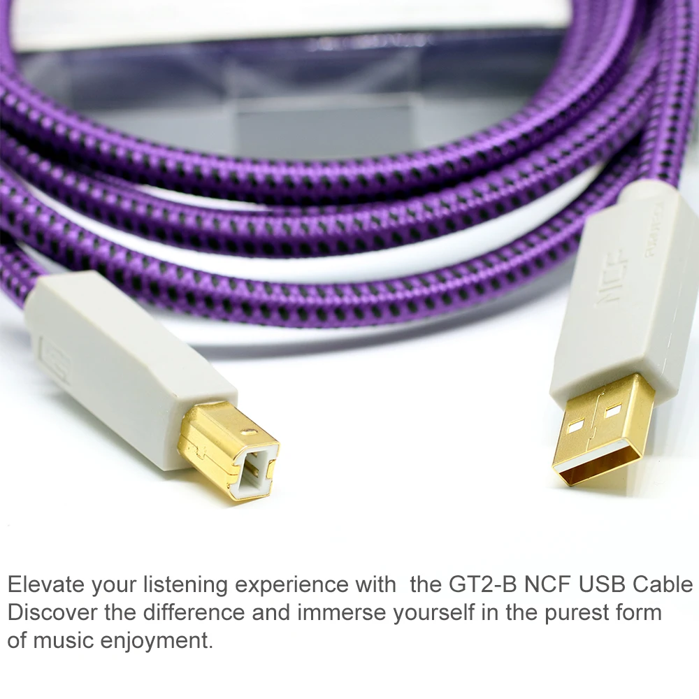 GT2 NCF USB-B Typ A-B USB A auf B Kabel, solides 10 % versilbertes HiFi-Audio-USB2.0-Digitalkabel für Decoder, Soundkarte, DAC – Detail 4