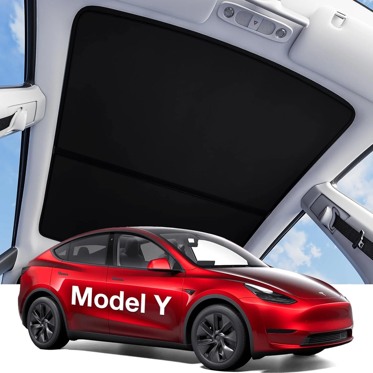 For Tesla Model Y Sunshade Roof [Never Sag, Nano Ice-Crystal Coatings] 3-Gen Heat Insulation Glass Roof Sun Shade, Accessories