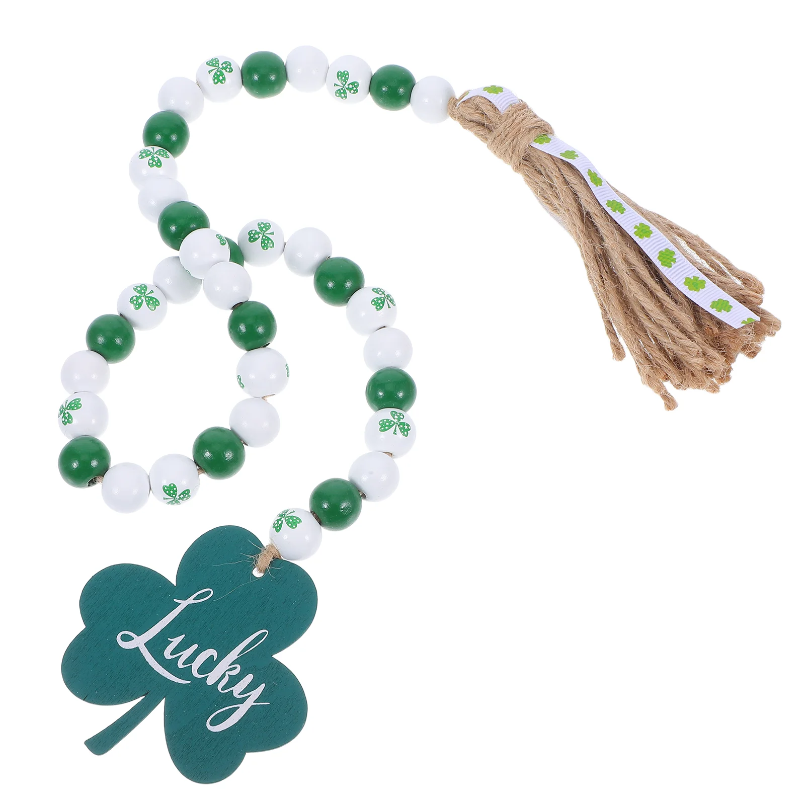 Garlands Irish Day Beads Farmhouse with Tassel Table Wooden Decor Tray St Patricks Tiered Decorations