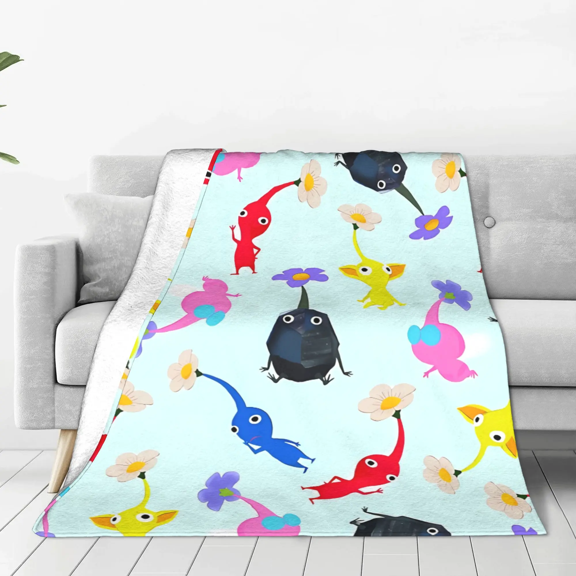 1PC Home Cutecore Multicolor Sprout Sprite  Pikmin Blanket Super Cosy Plush Home Living Room Sofa Halloween