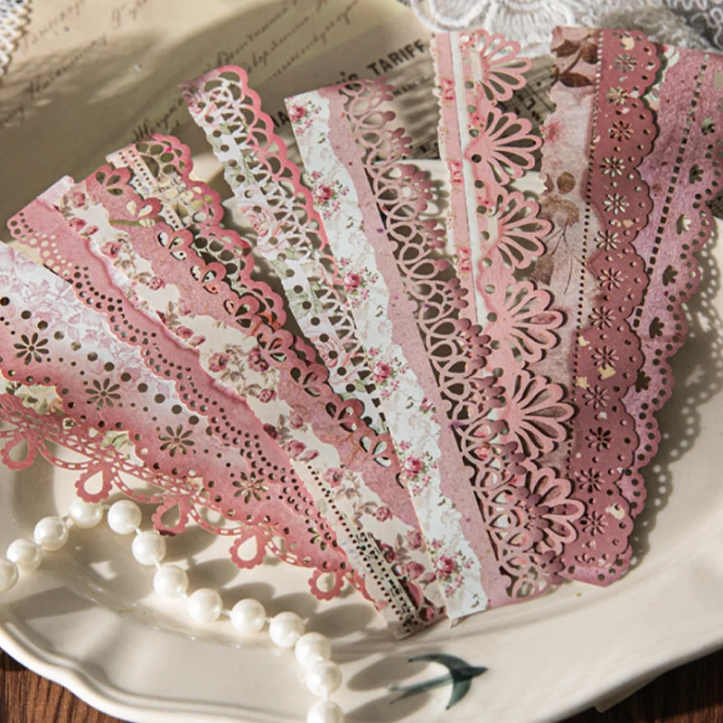 

10 шт., случайные полые длинные кружевные наклейки, креативные материалы для рукоделия, идеально подходят для изготовления карточек календаря, украшения альбома