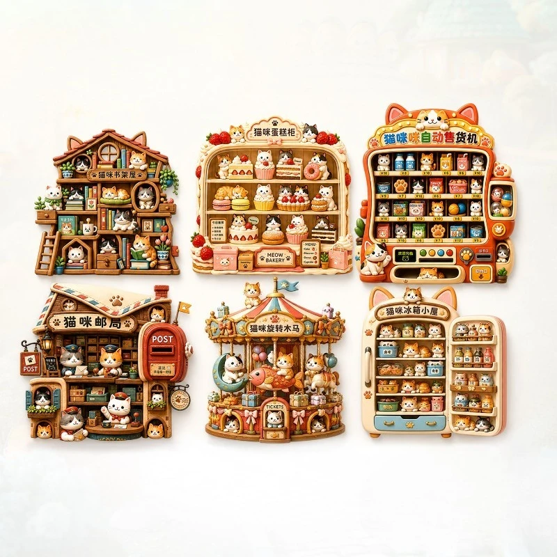 Cat Playground Fridge Magnet - Joyful 3D Pet Souvenir Unique Animal-themed Gift for Travel & Kids Room Decor