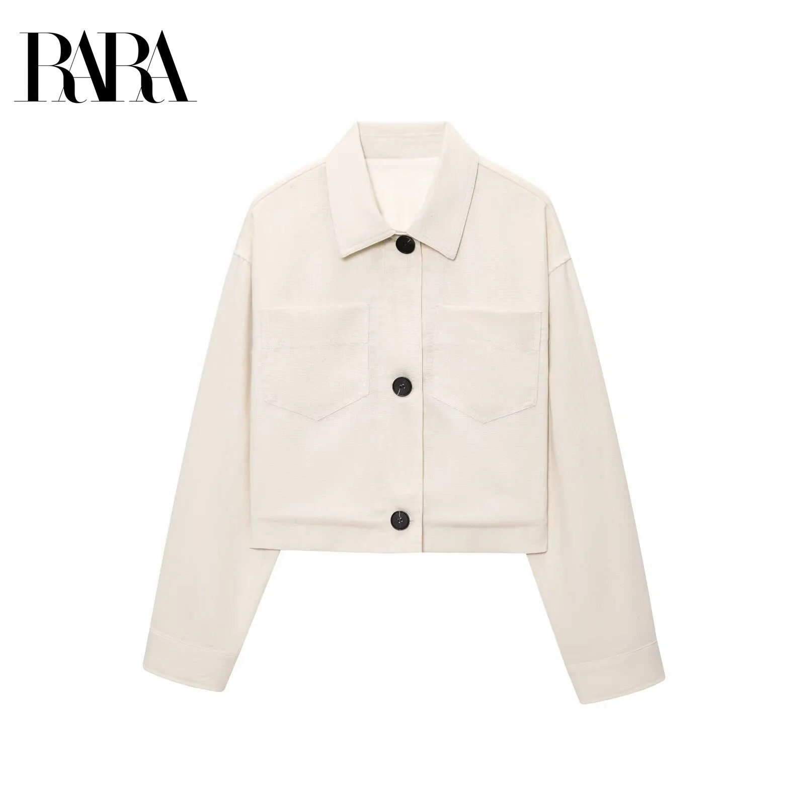 

RARA женская новая повседневная простая элегантная льняная куртка с карманами и коротким воротником и длинными рукавами, пальто