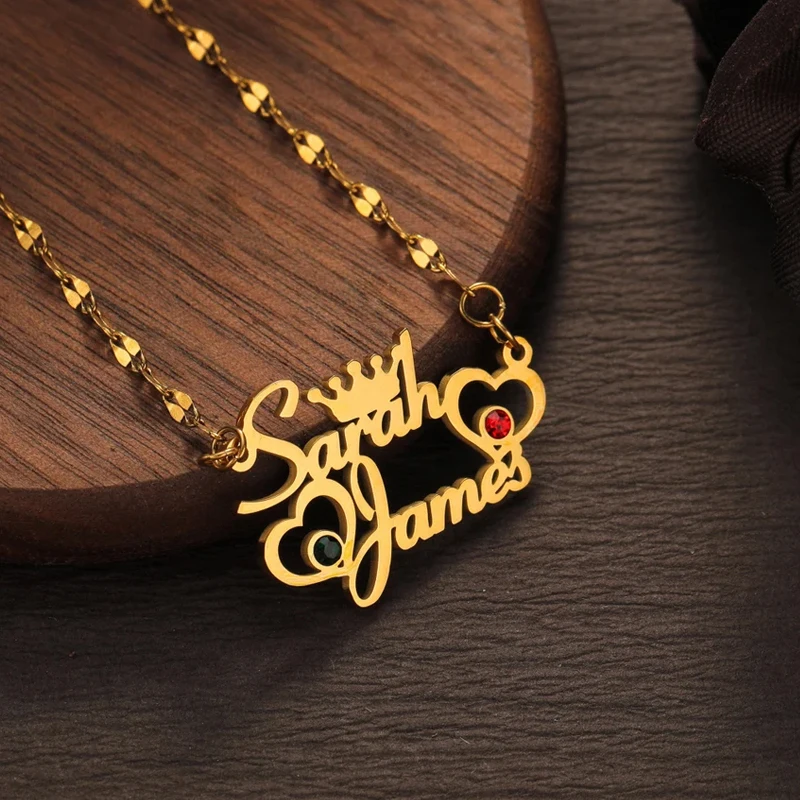 

Customized Zircon Name Necklace Lip Chain for Women Stianless Steel Personalized Birthstone Pendant Sequin Chain Chrismas Gift