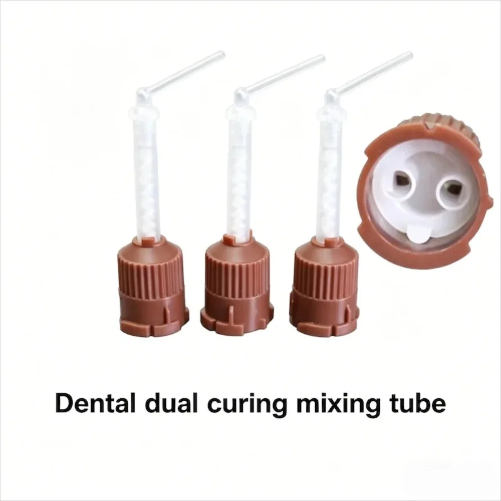 50Pcs 1:1 Disposable Brown Static Mixing Tips Universal Mix Nozzles for Dental Composite Resin Cement Adhesive Dispensing Gun