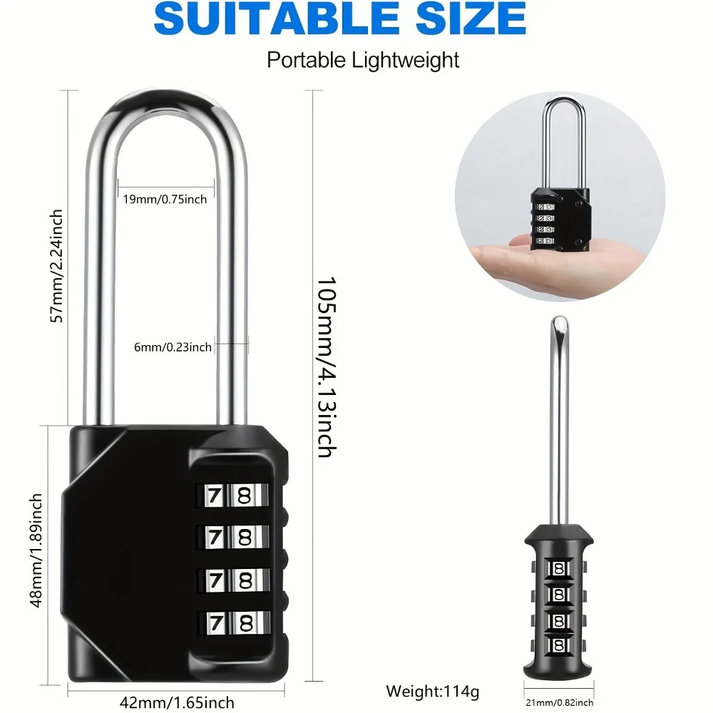 4 Digit Long Shackle Combination Padlock Waterproof Outdoor Password Security Lock for Gym Locker Locker Fence Gate Lock view 6