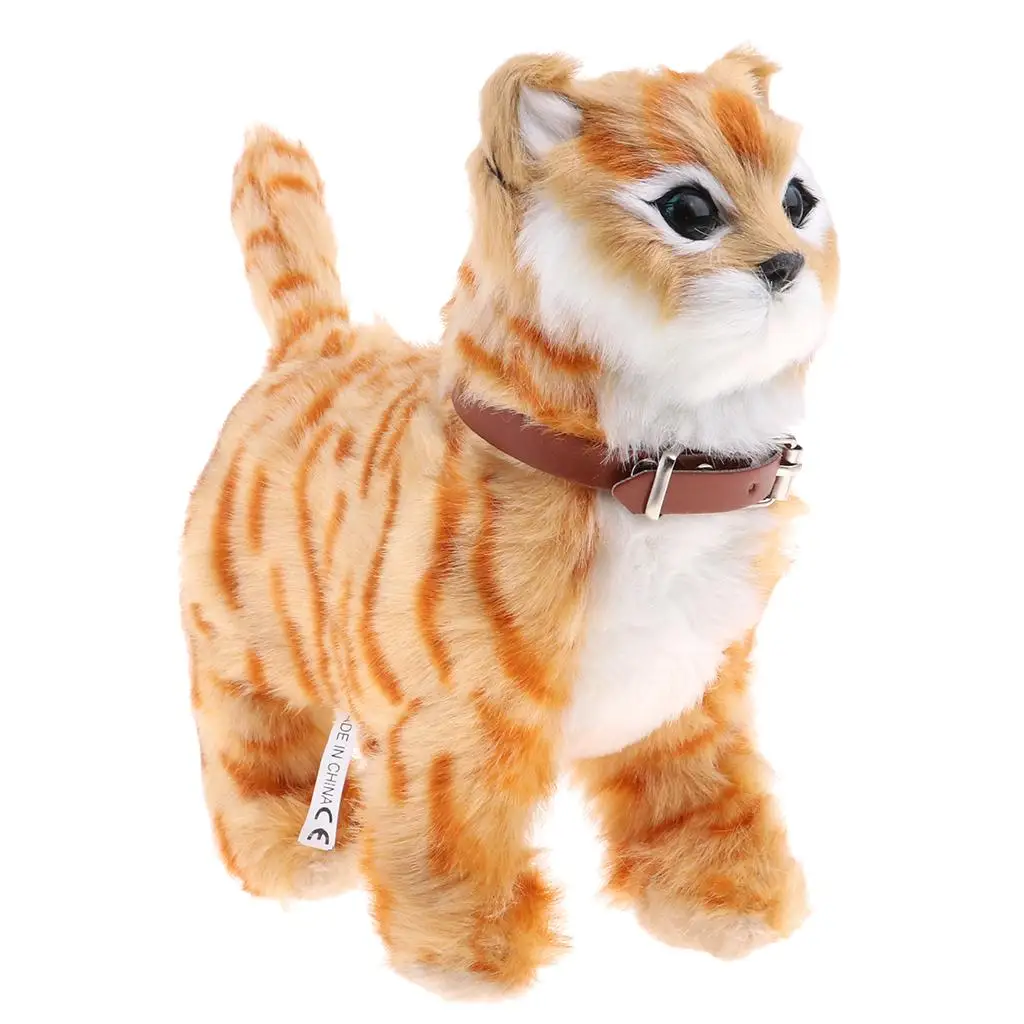 Electronic Plush Cat Toys Stuffed Toys Walking Cat Meow Toys Kids Children Animal Toy Birthday Gift Home Office Decoration