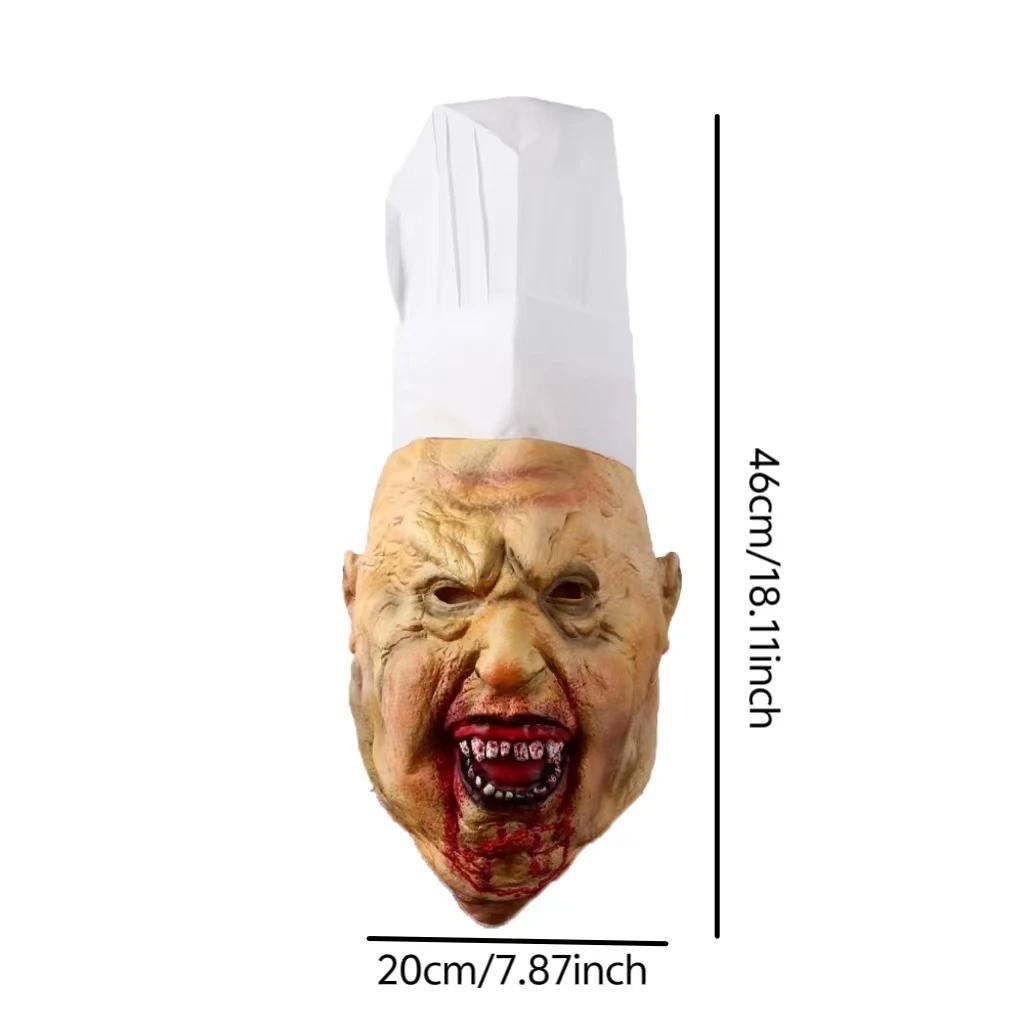 Horror Bloody Butcher Mask Terror Ghost House prank Cosplay Headwear Latex Mask Scary Halloween Party Devil Murder Costume Prop