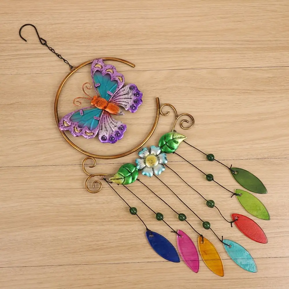 Crafts Metal Wind Chime Creative Vintage 7-Color Glass Pendant Exquisite Cut Hanging Decoration Balcony